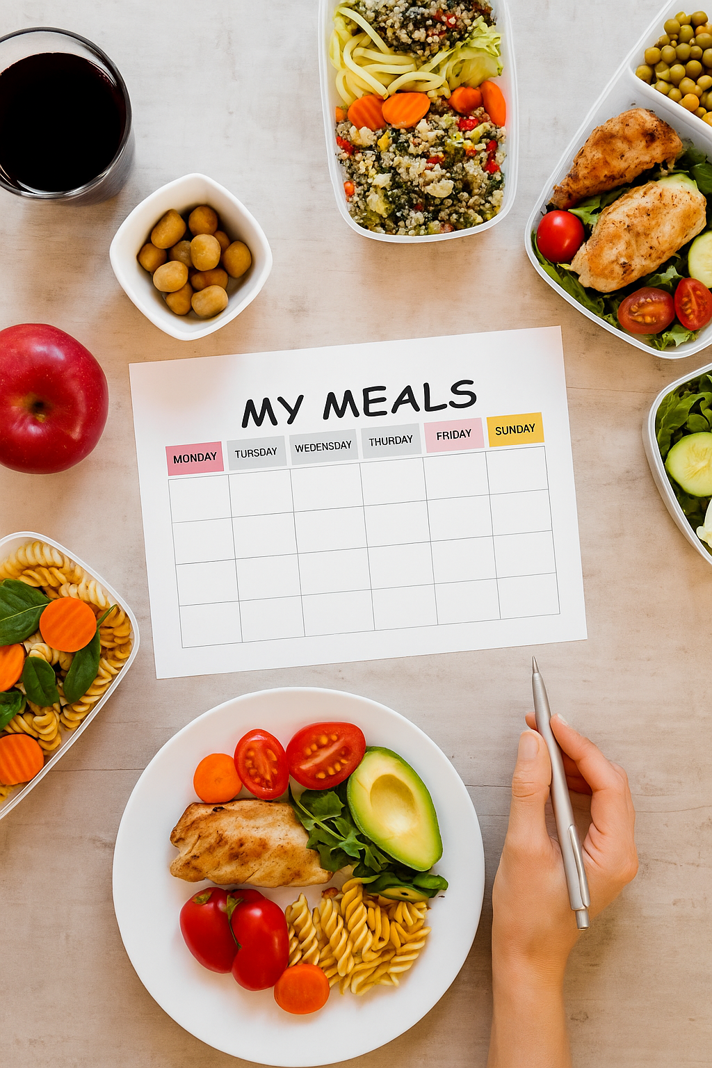 Healthy meal presentation